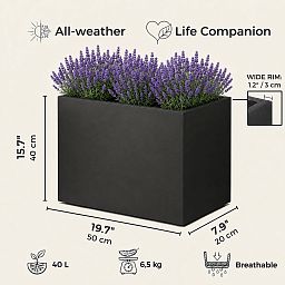 IDEALIST Lite Contemporary Light Concrete Trough Planter