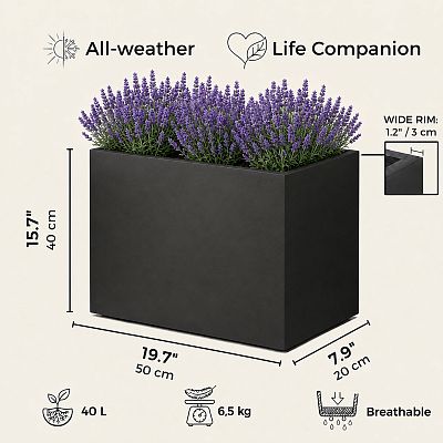 IDEALIST Lite Contemporary Light Concrete Trough Planter