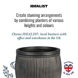 IDEALIST Lite Vertical Ribbed Vintage Style Barrel Round Planter