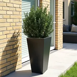Set of IDEALIST Lite Light Concrete Garden Tall Planters, Outdoor Plant Pots with Tapered Shape