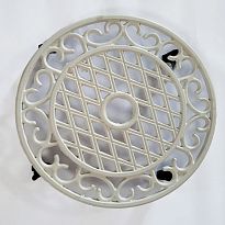 Heavy Weight Cast Iron Lattice & Scroll Plant Caddy on Wheels, White, ...