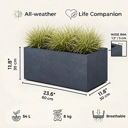 IDEALIST Lite Contemporary Light Concrete Trough Planter