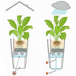 LECHUZA CUBICO Color Square Tall Poly Resin Self-watering Planter Set