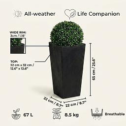 IDEALIST Lite Tall Tapered Contemporary Light Concrete Planter