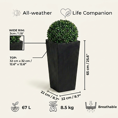 IDEALIST Lite Tall Tapered Contemporary Light Concrete Planter