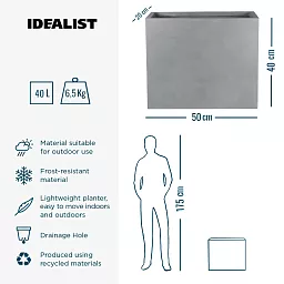 IDEALIST Lite Contemporary Light Concrete Trough Planter