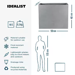 IDEALIST Lite Contemporary Light Concrete Trough Planter