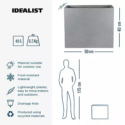 IDEALIST Lite Contemporary Light Concrete Trough Planter