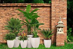 IDEALIST Lite Ribbed Light Concrete Vase Planter