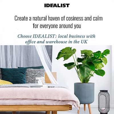 IDEALIST Lite Ribbed Cylinder Planter on Legs, Round Pot Plant Stand Indoor
