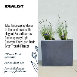 IDEALIST Lite Contemporary Light Concrete Trough Planter Set