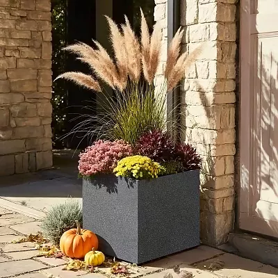 IDEALIST Lite Textured Concrete Effect Square Outdoor Planter