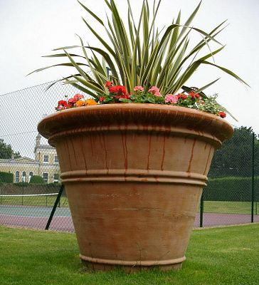 Large Pot Fiberglass Round Tall Terracotta Planter In/Out