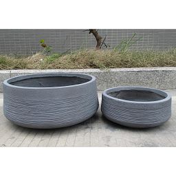 IDEALIST Lite Ribbed Light Concrete Bowl Planter