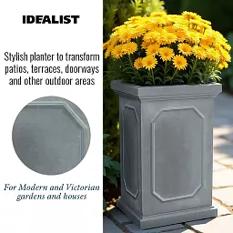 IDEALIST Lite Faux Lead Chelsea Light Concrete Tall Square Planter