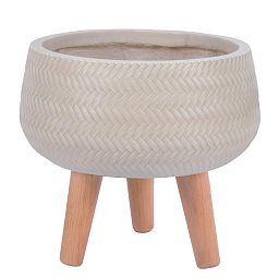 IDEALIST Lite Plaited Style Bowl Planter on Legs, Round Pot Plant Stand Indoor