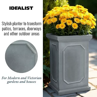 IDEALIST Lite Faux Lead Chelsea Light Concrete Tall Square Planter