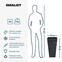 IDEALIST Lite Ribbed Light Concrete Tapered Planter