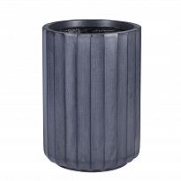 IDEALIST Lite Modern Ribbed Black Cylinder Garden Round Planter, Outdo...