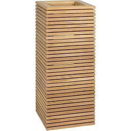 Modulo Pedestal Natural Teak Square Tall Polystone Indoor Planter