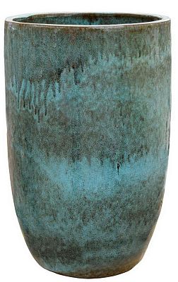 Ceramic Turquoise Round Tall Glossy Blue Planter Pot In/Out