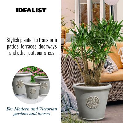 IDEALIST Lite Rustic Style Rolled Rim Wide Vase Outdoor Planter
