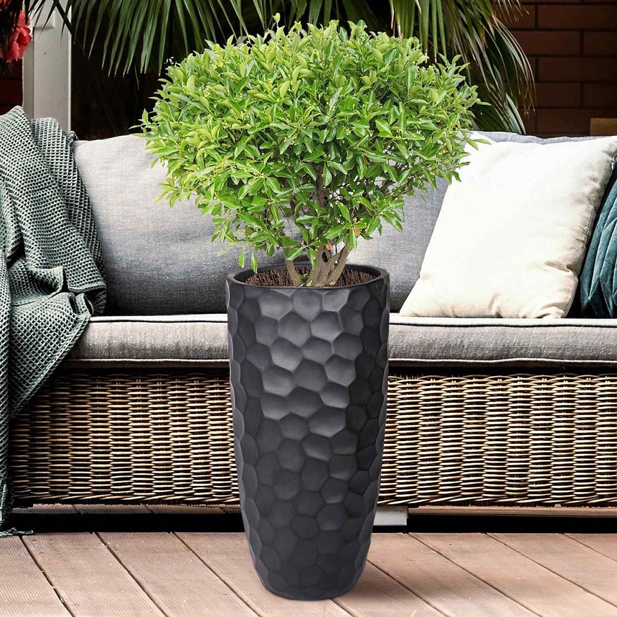 IDEALIST Lite Mosaic Style Tall Round Vase Planter Outdoor Plant Pot