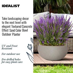 IDEALIST Lite Textured Concrete Effect Bowl Outdoor Planter