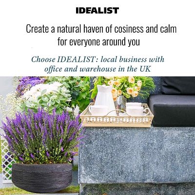 IDEALIST Lite Ribbed Light Concrete Bowl Planter