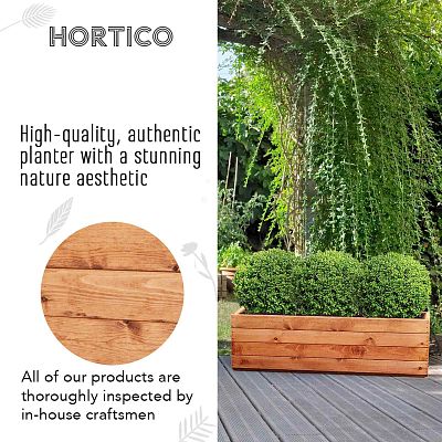 Rustic Scandinavian Redwood Open Trough Outdoor Planter Made in UK by HORTICO