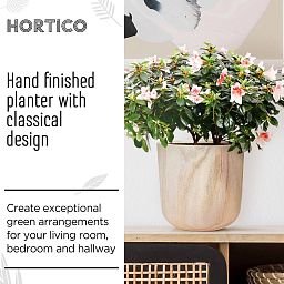 HORTICO CRAFT Wooden House Planter Round Indoor Plant Pot for House Plants with Waterproof Liner