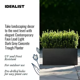 IDEALIST Lite Contemporary Light Concrete High Trough Planter Set