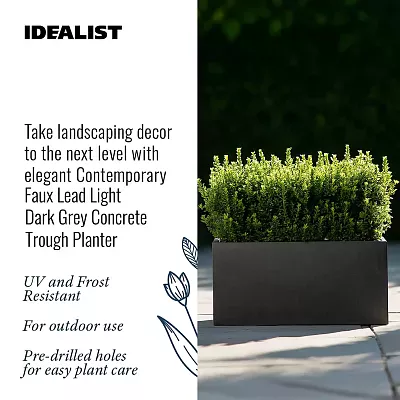IDEALIST Lite Contemporary Light Concrete High Trough Planter Set