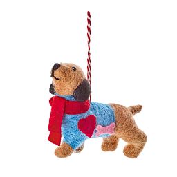 Christmas Tree Hanging Decoration Wool Sausage Dog