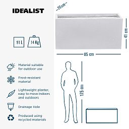 IDEALIST Lite Contemporary Light Concrete High Trough Planter