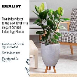 IDEALIST Lite Striped Egg Planter on Legs, Round Pot Plant Stand Indoor