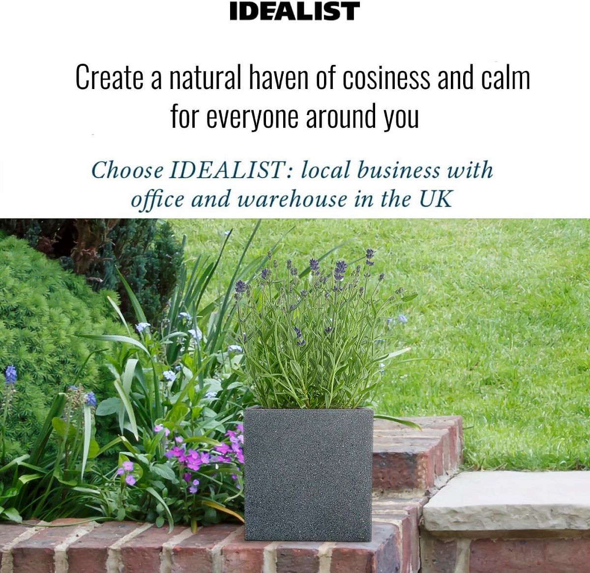 IDEALIST Lite Textured Concrete Effect Square Outdoor Planter