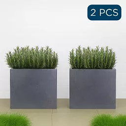 IDEALIST Lite Contemporary Light Concrete Trough Planter Set