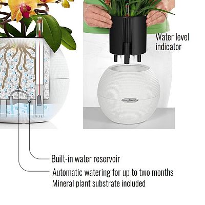LECHUZA PURO Color Round Poly Resin Self-watering Planter