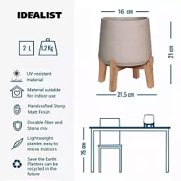 Patt Round Indoor Planter on Legs by Idealist Premium Rough