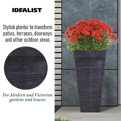 IDEALIST Lite Ribbed Light Concrete Tapered Planter