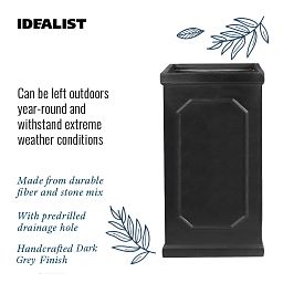 IDEALIST Lite Faux Lead Chelsea Light Concrete Tall Square Planter