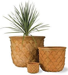 Pineapple Fiberglass Round Tall Terracotta Planter Pot In/Out