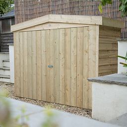 Installed Outdoor Pressure Treated Wooden Overlap Apex Outdoor Store by Forest Garden