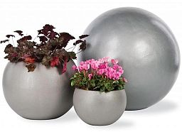 Geo Sphere Fiberglass Round Alu Tx Planter Pot In/Out