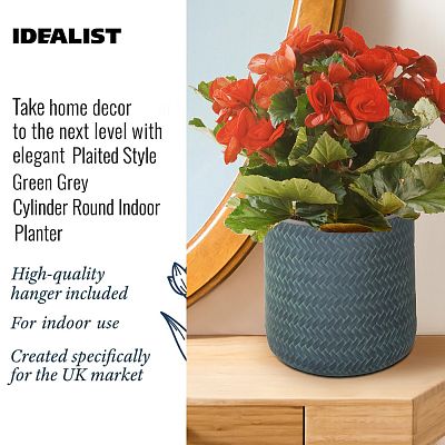 IDEALIST Lite Plaited Style Table and Hanging Cylinder Round Plant Pot Dual Use Indoor Planter