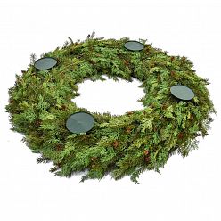 Cypress Wreath with Candle Artificial Branch Plant