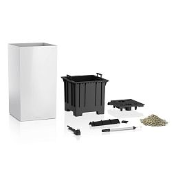 LECHUZA CANTO Premium High LED Square Tall Poly Resin Self-watering Planter