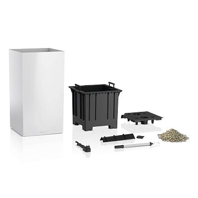 LECHUZA CANTO Premium High LED Square Tall Poly Resin Self-watering Planter