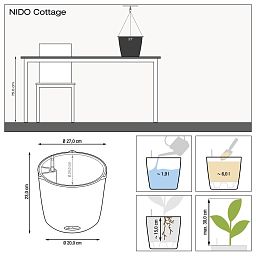 LECHUZA NIDO Cottage Round Poly Resin Outdoor Self-watering Planter